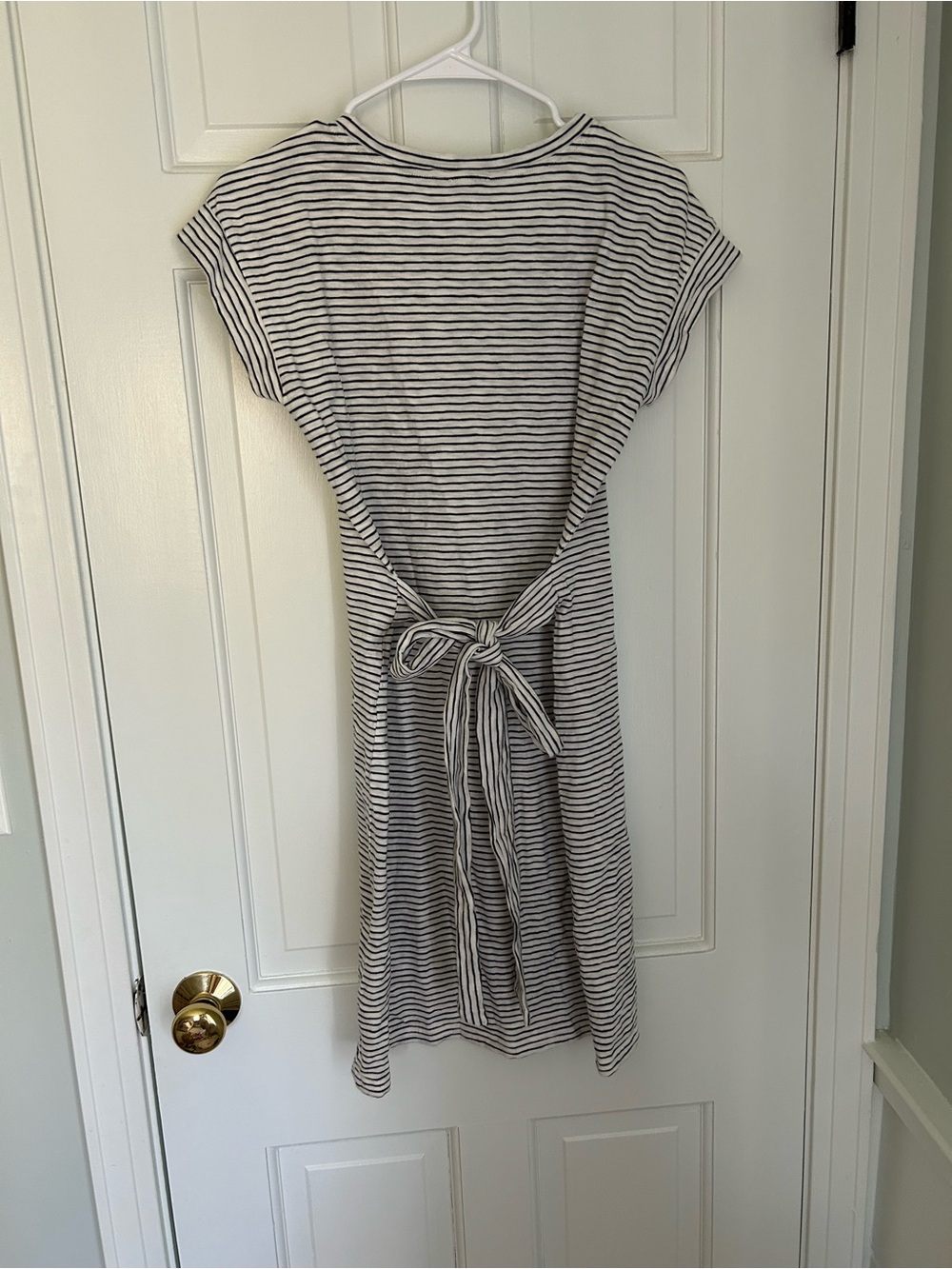 J. Crew Black & White Striped Midi Tee Dress - Picture 2 of 4